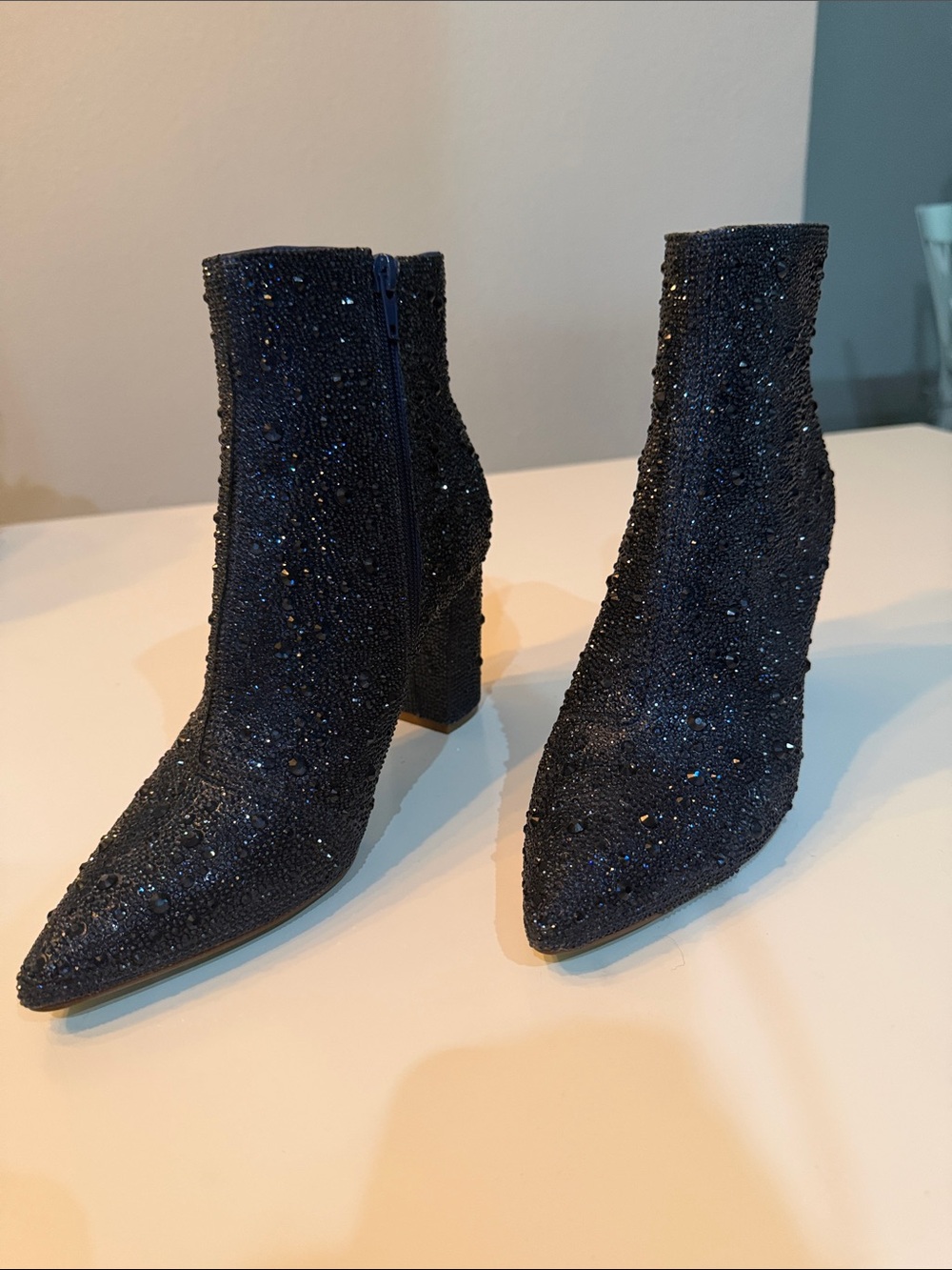 NWOT Betsey Johnson Navy Cady Ankle Boots - Picture 2 of 5